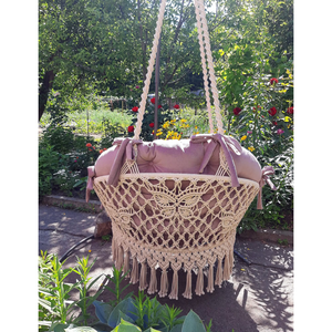 Silla Colgante de Macramé Bohemia Hecha a Mano, Silla Colgante Única para Interiores y Exteriores, para Decoración del Hogar y Uso en el Jardín - Product Image 3