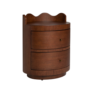 Mesa de Noche de Madera Maciza con Dos Cajones, Mesita de Noche Redonda Moderna para Dormitorio y Muebles de Hotel - Product Image 2