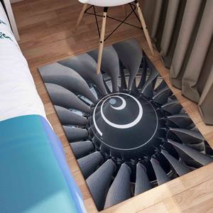 Tapis imprimé avec un motif d'avion, design moderne d'avion, tapis rond antidérapant, tapis fin non tissé - Product Image 5