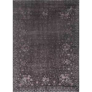 Tapis Azalea en laine et soie noué à la main, motif floral et abstrait, Pae-6124, rectangulaire, pour chambre et couloir, modèle de tapis de chambre, gris et noir - Product Image 1
