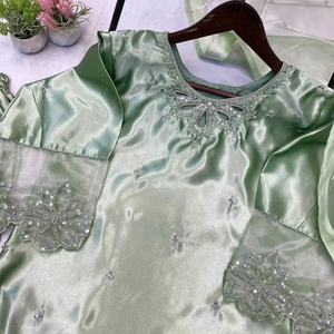 Gran Color verde Georgette bordado trabajo a mano Salwar traje elegante diseño seda Formal para fiesta boda invierno verano - Product Image 2