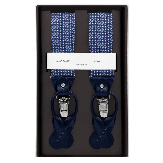 100% Made In Italy bretella geometrico azzurro accessori uomo personalizzabili Idea regalo per il marito
