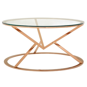 36x48 Cms Extendable Modern Luxury <b>Gold</b> Finish <b>Round</b> Stainless Steel Coffee <b>Table</b> for Home & Hotel - Product Image 5