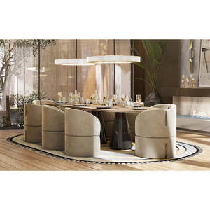 BERTOIA STABLE ASSEMBLED OVAL DINING <b>TABLE</b> SET Solid Wood and Marble <b>Square</b> Shape for <b>Kitchen</b> Use for House - Product Image 5