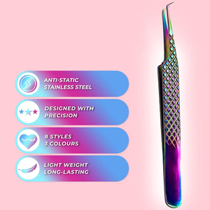 Pince à cils professionnelle en acier inoxydable artisanale Outils de pointe de précision pour l'extension des cils et les ventilateurs de Volume - Product Image 4