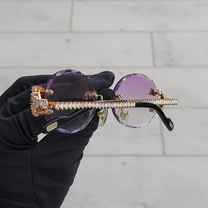 Luxury Rose Gold Rimless Crystal Sunglasses for Women UV400 Designer Oval Diamond Decor Fashion Eyewear - Product Image 4