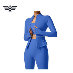 Conjunto Deportivo para Mujer, sin Costuras, con Cierre, Logotipo Frontal, Transpirable, Elástico, Chaqueta Deportiva y Leggings de Cintura Alta - Product Image 6