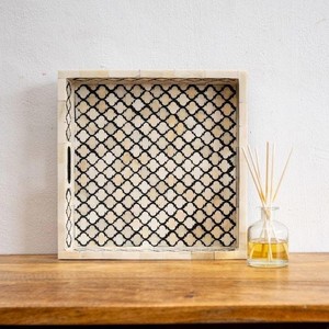 Juego de bandeja de madera moderna para servir, mesa de comedor decorativa con incrustaciones de hueso elegante, muebles para el hogar, Hotel, sala de estar, vajilla de cocina - Product Image 1
