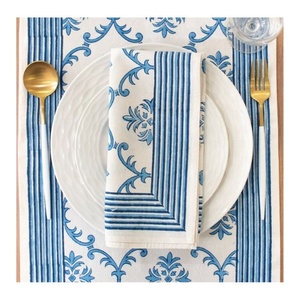 Servilleta de algodón 100% personalizada con diseño de tinte de corbata azul cielo, Decoración de mesa de comedor, servilleta de tela mezclada - Product Image 2