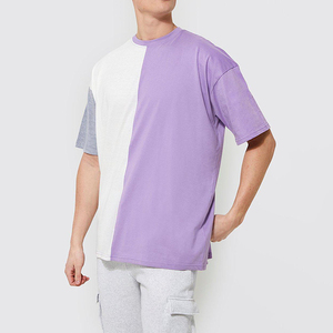 Vente en gros nouveau design T-shirt 100% coton pour hommes de haute qualité surdimensionné blanc couleur bloc couture T-shirt pour hommes - Product Image 5