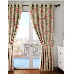 Trendy Durable Floral Printed Pattern Blackout Pure Color Matte High Quality Jacquard Sustainable <b>Window</b> Door Top Quality Drapes - Product Image 4