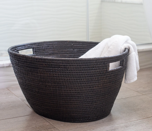 Sisu Handicraft Eco-Friendly Natural Rattan Storage <b>Basket</b> <b>Handle</b> Simple Design Flexible Functional Design Circle Shape - Product Image 4