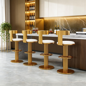 Tabouret <span class=keywords><strong>de</strong></span> Bar Pivotant <span class=keywords><strong>de</strong></span> Luxe Léger, Design Moderne Simple en Acier Inoxydable, Chaise <span class=keywords><strong>de</strong></span> Bar à Dossier Tendance pour Maison et Bureau - Product Image 2