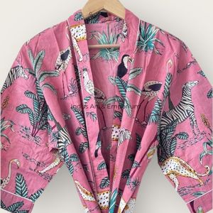 Wholesale Hand Block Printed Cotton 60s Cotton Bathrobe - Product Image 2
