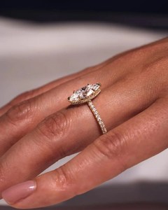 แหวนหมั้นทอง14K คุณภาพสูงดีไซน์เหนือกาลเวลาสายเพชรโมอิสเจียระไนจากห้องทดลองแบบทันสมัย - Product Image 2