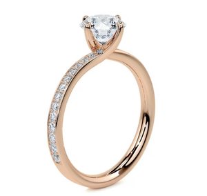 10K amarillo Rosa oro blanco corte redondo laboratorio cultivado diamante boda y anillo de compromiso regalo para ella - Product Image 3