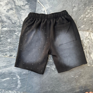 Short de jogging en coton éponge pour homme, style street, avec broderie en strass et décoloration au soleil, vente en gros de shorts de jogging en coton - Product Image 3