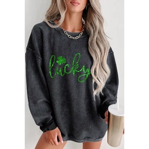 Vente en gros OEM ODM Sweat-shirt col rond surdimensionné brodé de paillettes vierge personnalisé pour la Saint-Valentin en tricot côtelé - Product Image 5