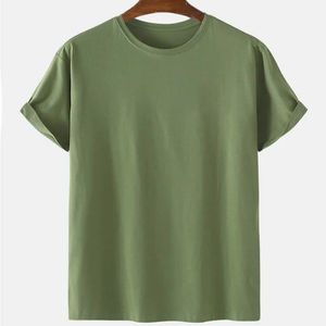 T-shirts pour hommes décontractés, streetwear, coupe ample, col rond, couleur unie, confortables, logo personnalisé, tissu tricoté 100% coton, haute qualité - Product Image 1