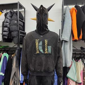 Fabricante personalizado Color personalizado French Terry Heavyweight Zipper Jacket Rhinestone Pullover Hoodie Hombres - Product Image 1