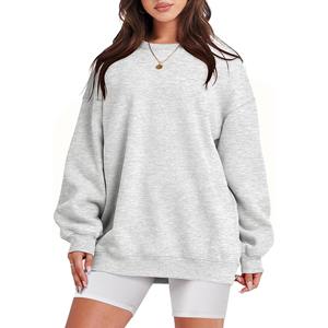 Sudadera de cuello redondo de gran tamaño para mujer 100% algodón 350GSM pulóver con logotipo personalizado elevado Streetwear estilo sudadera de invierno - Product Image 6