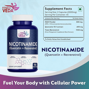 นิโคตินาไมด์กับเคอร์ซิตินและแคปซูลเรสเวอราทรอลที่ผสมผสานส่วนผสมจากพืชเพื่อความสมดุลในแต่ละวันและสุขภาพโดยรวม - Product Image 4