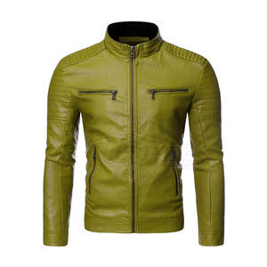 Excellent Quality Breathable Custom Men's Winter <b>Genuine</b> <b>Leather</b> <b>Jacket</b> with Stand Collar and Zipper Fashion <b>Leather</b> <b>Jacket</b> - Product Image 1