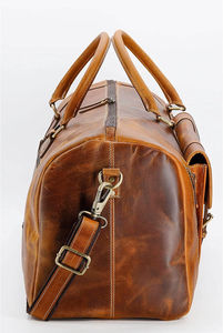 Bolsa de gimnasio de lona de poliéster y cuero de grano completo personalizada para hombres Cierre de cremallera de cuero genuino para viajes durante la noche Deportes de fin de semana - Product Image 5