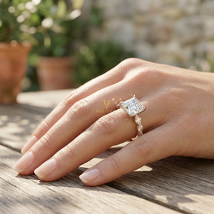 Anillo de Oro Amarillo de 14k/18k Personalizado con Certificado IGI, Anillo de Compromiso y Boda, Corte Princesa VVS D/E, Anillo con Diamante Cultivado en Laboratorio de 3.4ct - Product Image 2