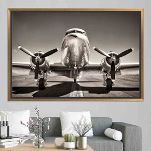 Tableau imprimé sur toile : Décoration abstraite sur le thème de l'aviation pour espaces modernes, TOILE ENCADRÉE DORÉE - Product Image 1