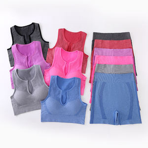 Trending Hot Style Women's Solid Front High-Waisted Yoga Fitness Bra and <b>Shorts</b> 2-Piece Set for Pilates and Yoga Training - Product Image 5