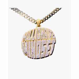 Colgante de Oro Amarillo de 14K con Moissanita de Corte Brillante, Diseño Personalizado Millionaire Mindset, para Uso Diario Masculino, Elegante y Lujoso - Product Image 3