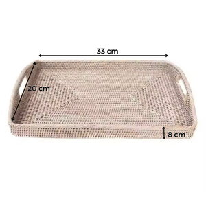 Bandeja de servicio decorativa de ratán tejida a mano Rectangular elegante de alta calidad, bandeja de cocina de comedor desechable ecológica - Product Image 6