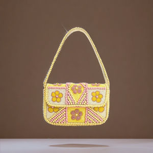 Bolso de Mano de Moda para Fiesta de Noche, Bordado por Diseñador, Hecho a Mano, con Cuentas Florales, Mini Bolso de Hombro, Acabado Premium - Product Image 1