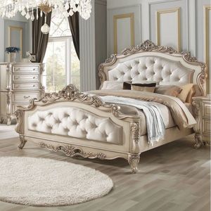 Cama francesa antigua clásica-Caoba pintada blanca-254 - Product Image 3