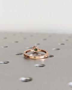 Anillo de compromiso de Halo oculto de zafiro verde azulado vintage 925 anillo de filigrana grabado a mano chapado en oro rosa de 14K - Product Image 2