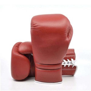 Guantes de Boxeo con Logotipo Personalizado, Guantes de Boxeo Profesionales de Cuero Real con Cordones para Adultos, Fabricados por Hanger Impex - Product Image 3