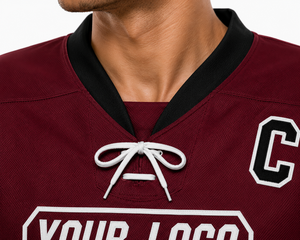 SINEWY SPORTS Jersey de Hockey sobre Hielo Personalizado para Hombre, Color Granate, Blanco y Negro, Sublimado, Cuello en V, Manga Larga, Absorbe la Humedad, Corte Regular para Adultos - Product Image 4