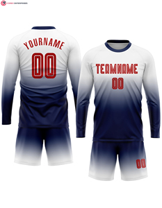 Maillot uniforme de football à manches longues à sublimation personnalisée ensemble de mode blanc et noir 100% polyester - Product Image 3