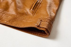 Veste de moto d'hiver pour hommes en fausse peau de vache marron en fourrure de mouton respirante en laine avec fermeture à glissière en cuir reconstitué pour temps froid - Product Image 3