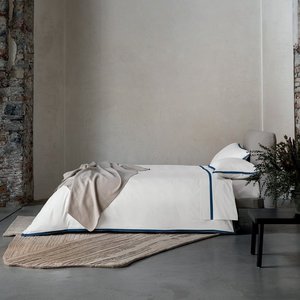 Fazzini Hellen Nữ Hoàng Kích thước <span class=keywords><strong>Comforter</strong></span> <span class=keywords><strong>Set</strong></span> ý lụa trắng/xanh bao gồm tấm và vỏ gối kết thúc thanh lịch - Product Image 3