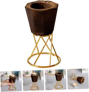 2pcs Octagon <b>Candle</b> Holder Cone Incense Holder Wood Decor Black sconces Christmas <b>Candle</b> Stand Candlestick Holders <b>tealight</b> Wax - Product Image 3