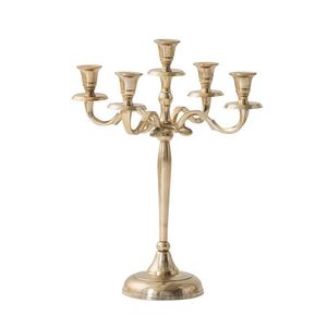 Candélabre en métal doré antique avec design royal adapté à la décoration de mariage de luxe ou à l'aménagement intérieur élégant de la maison - Product Image 3
