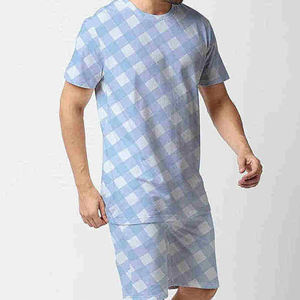 Camiseta y pantalones cortos de punto transpirable para hombre, conjunto informal de 2 piezas personalizable de verano para Calle, opciones de talla grande disponibles - Product Image 3