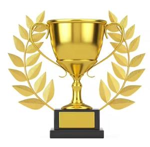 Coupe de trophée en métal plaqué or pour le premier gagnant d'un événement sportif et de championnat - Product Image 1