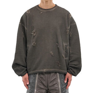 เสื้อสเวตเชิ้ตผู้ชายสไตล์เฉพาะตัว ผ้าหนา คุณภาพดี ลุคดิสเทรส สำหรับใส่ลำลอง ทรงโอเวอร์ไซส์ ไหล่ตก ดีไซน์สั่งทำ - Product Image 6