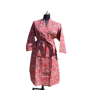 Kimono Peignoir en coton Robe de nuit d'été ouverte sur le devant pour femmes Robe de plage - Product Image 1