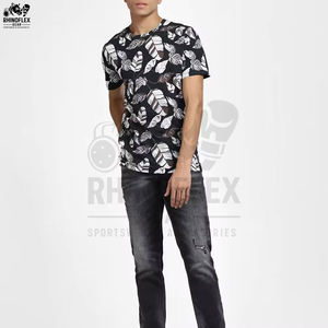 T-shirts décontractés tendance pour hommes à manches courtes avec impression sérigraphique, t-shirts personnalisés à col rond en molleton avec impression sérigraphique pour hommes - Product Image 5