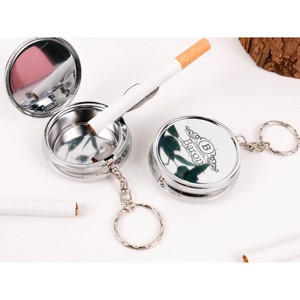 Vendedor superior Cenicero redondo de lujo de metal Llavero de acero inoxidable Bandeja para fumar cigarrillos Diseño clásico al por mayor con tapa - Product Image 1