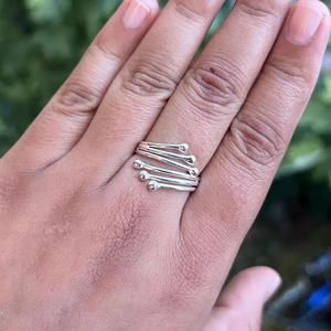 Anillo liso grueso de Plata de Ley 925 multicapa hecho a mano elegante declaración joyería regalo de Navidad - Product Image 2